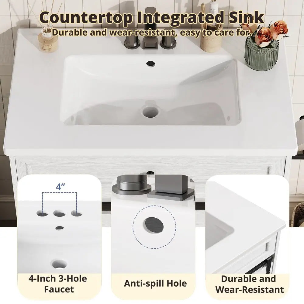 Farmhouse Bathroom Vanity with Sink & Sliding Barn Door