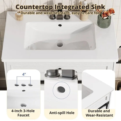 Farmhouse Bathroom Vanity with Sink & Sliding Barn Door