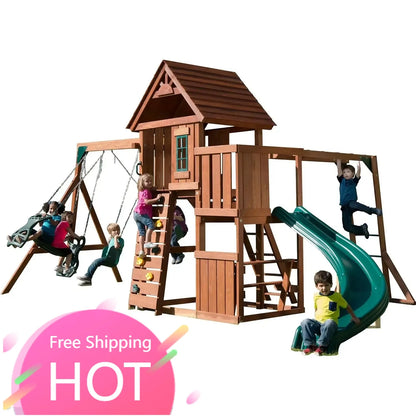 Play Fort with Swing Set, Slide & Monkey Bars