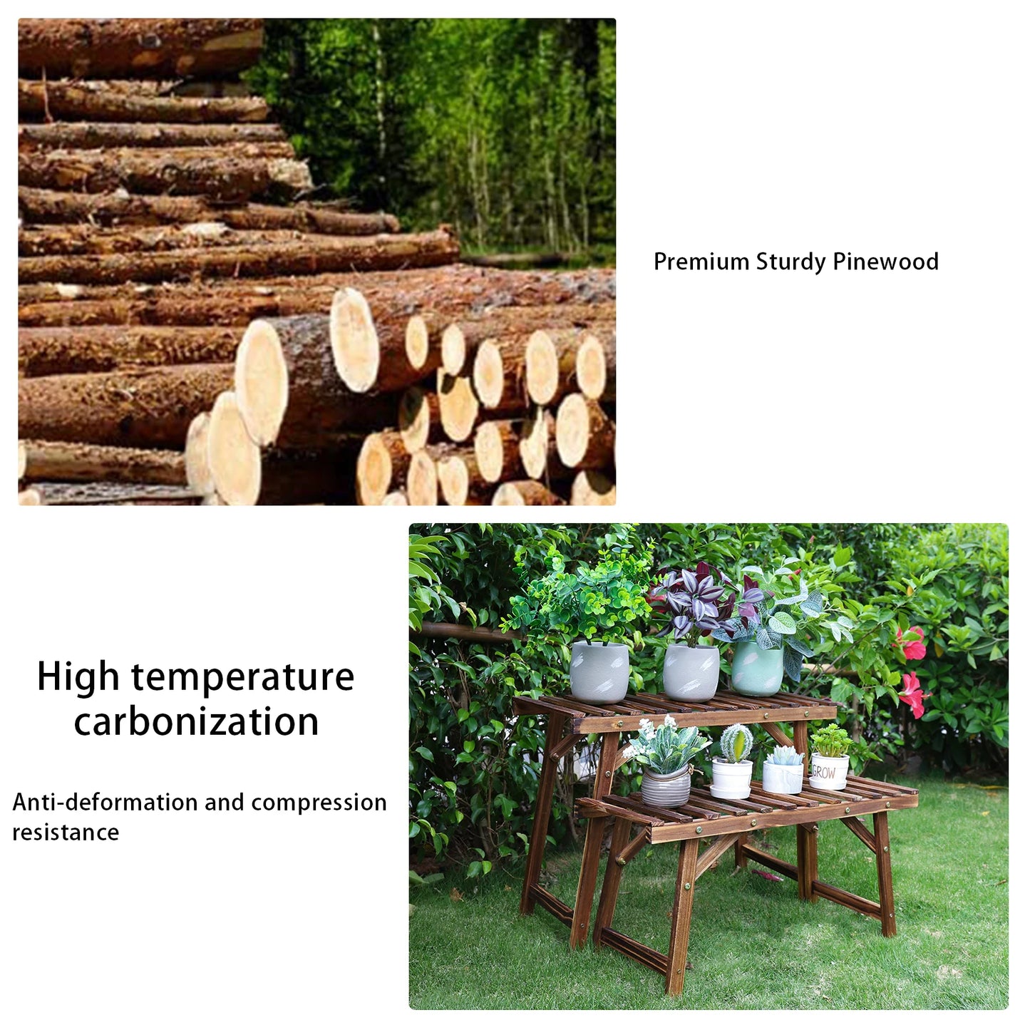 Wooden Plant Stand for Indoor, Patio or Garden