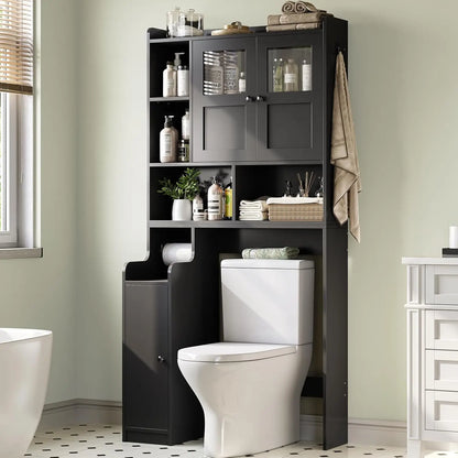Over The Toilet Storage Cabinet with Glass Doors