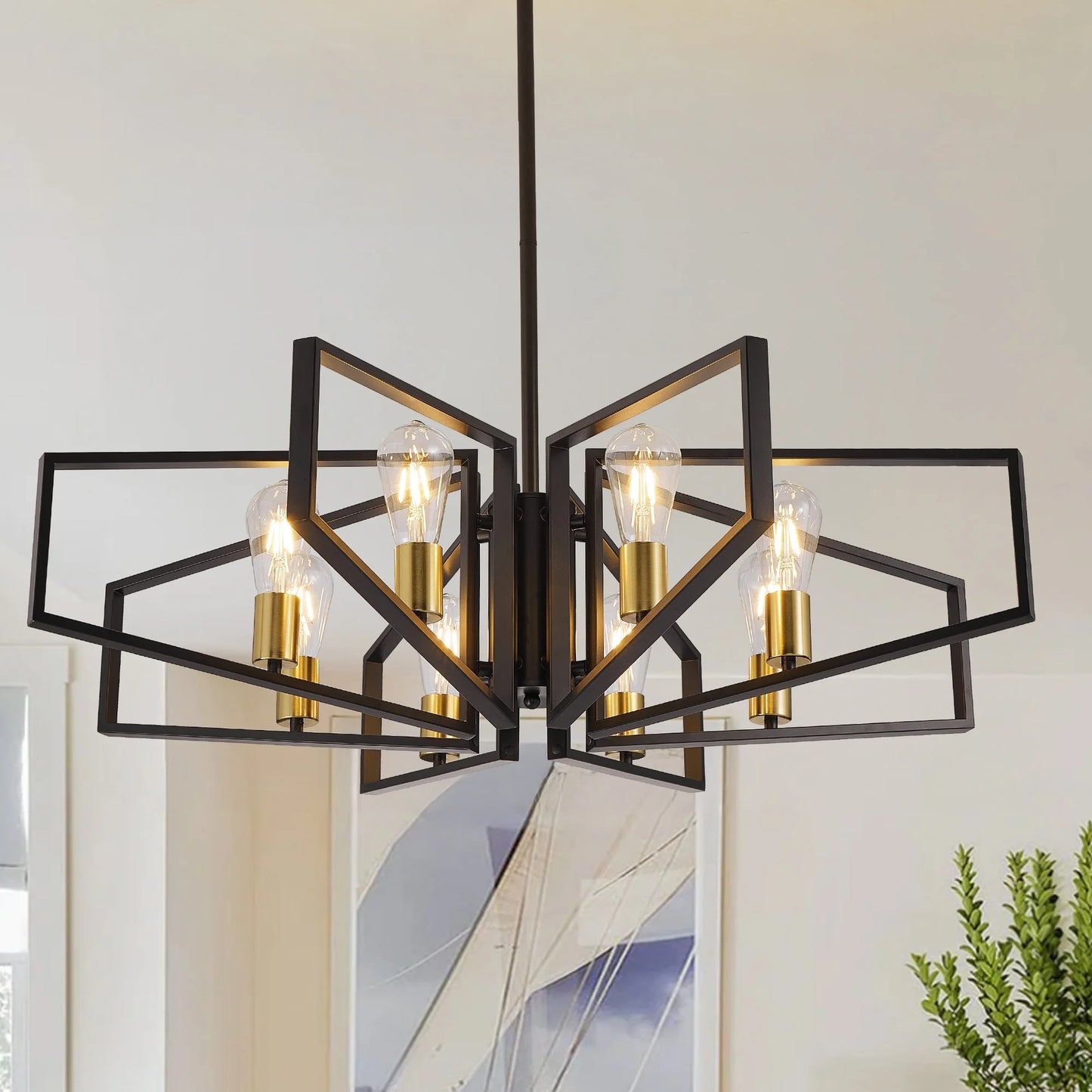 Geometric Metal Chandelier Ceiling Light for Living Room