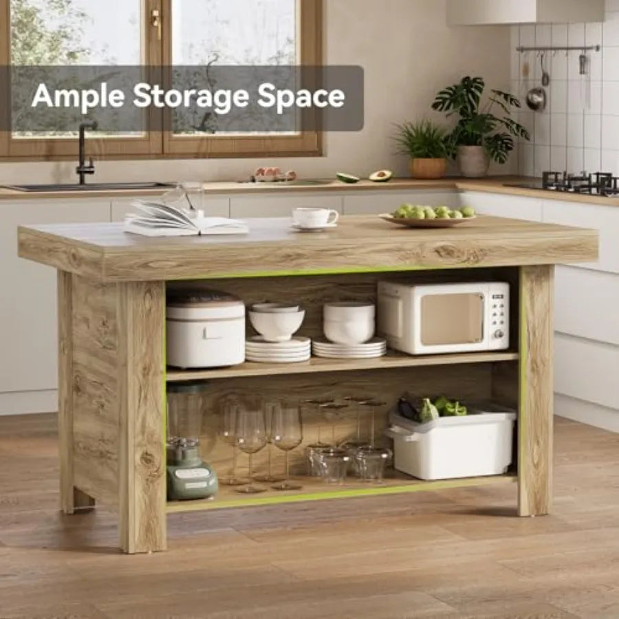 3-Tier Farmhouse Kitchen Island with Storage