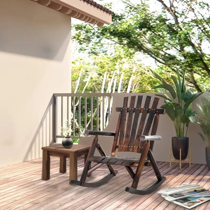 Outdoor Wooden Rocking Chair with Slatted Seat