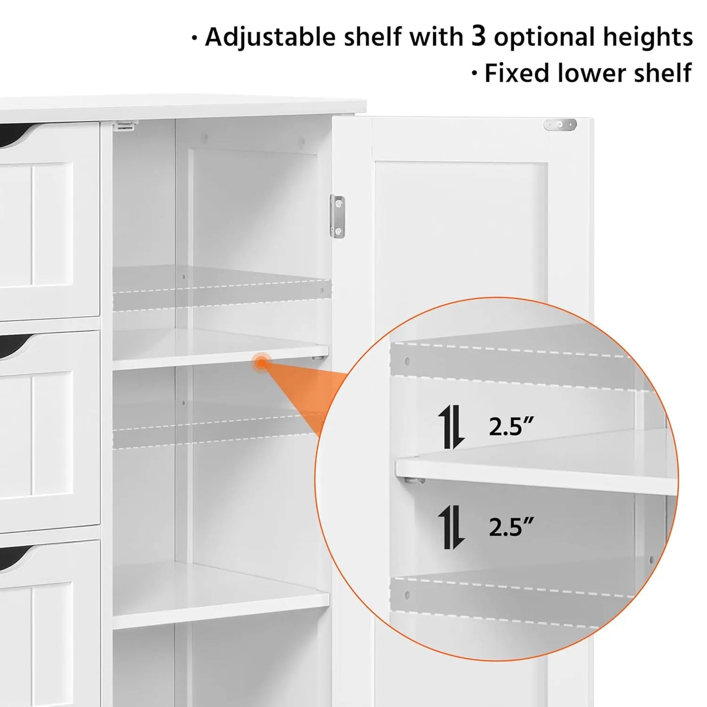 Floor Cabinet with 4 Drawers for Living Room & Bathroom