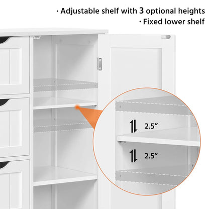Floor Cabinet with 4 Drawers for Living Room & Bathroom