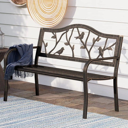 Cast Iron Steel Garden Bench for Patio or Porch