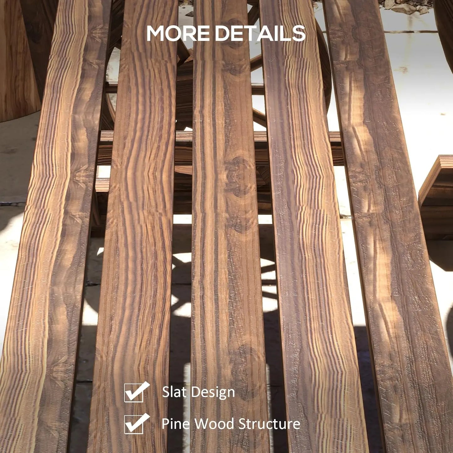 3 Piece Outdoor Wooden Rustic Table and Bench Set