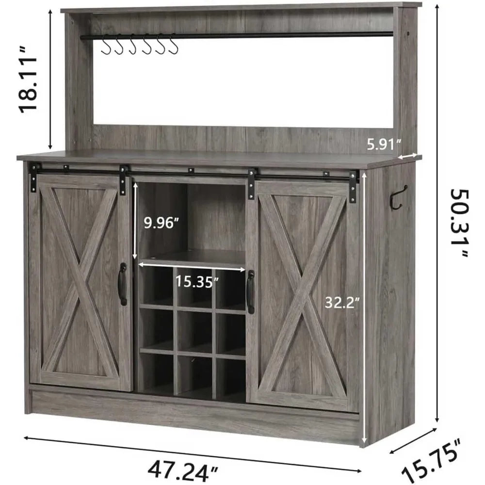 Farmhouse Style Coffee Bar Cabinet with Hutch