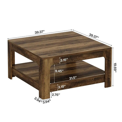 Rustic Brown, Square Coffee Table with Storage