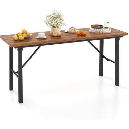 Outdoor Foldable Wood Dining Table for Patio or Camping