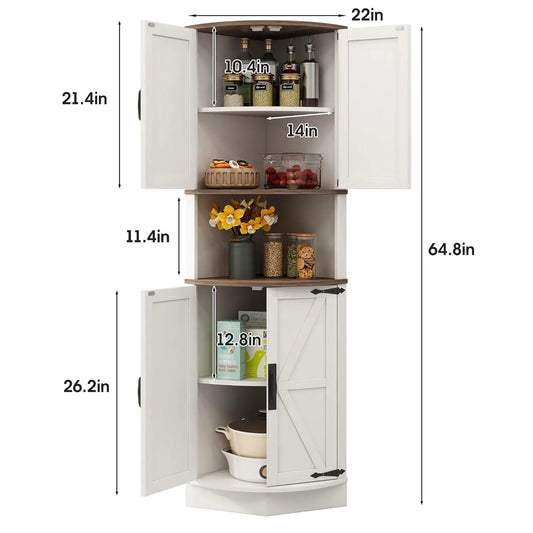 64.8" Tall Farmhouse Corner Storage Cabinet