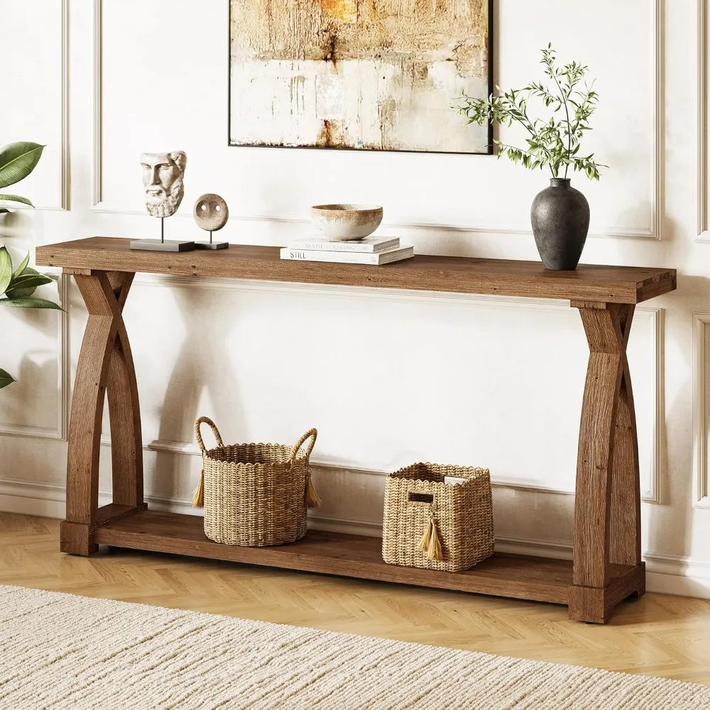 Solid Wood Farmhouse Console Table