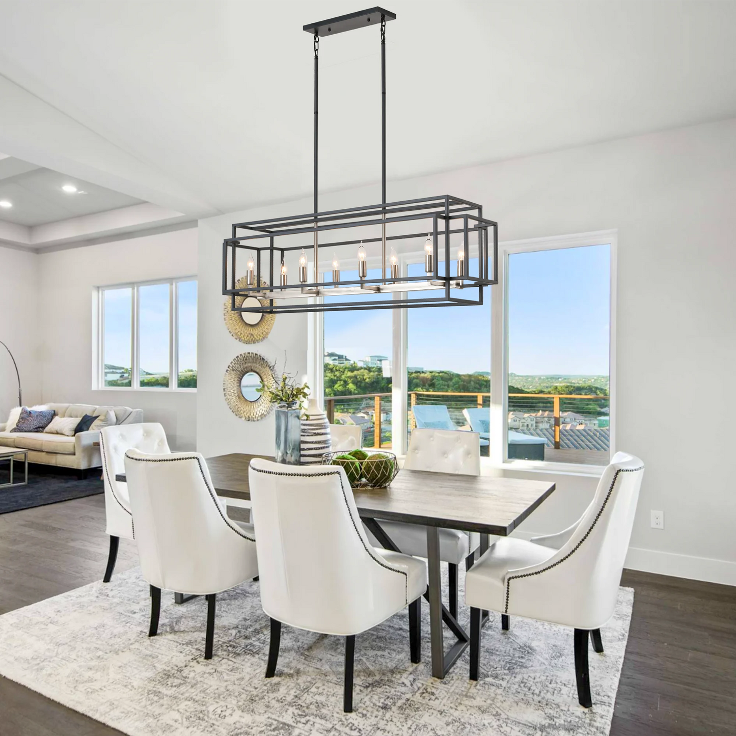 Industrial Farmhouse Chandelier for Dining Room or Kitchen Island