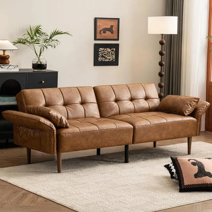 Convertible Sleeper Sofa with Pillows