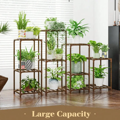 Stands Indoor Outdoor 4 Sets Plant Shelves Wooden Plant Holder For Multiple Plants Flower Stands Window