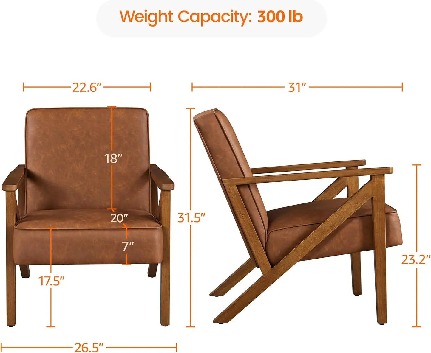 Set of 2 Armchairs with Wood Frame