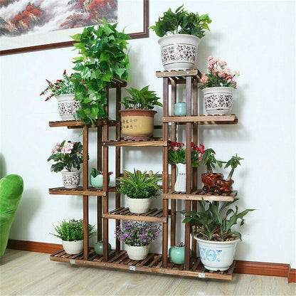 Wooden Plant Stand Holds 16 Plants for Indoor, Outdoor