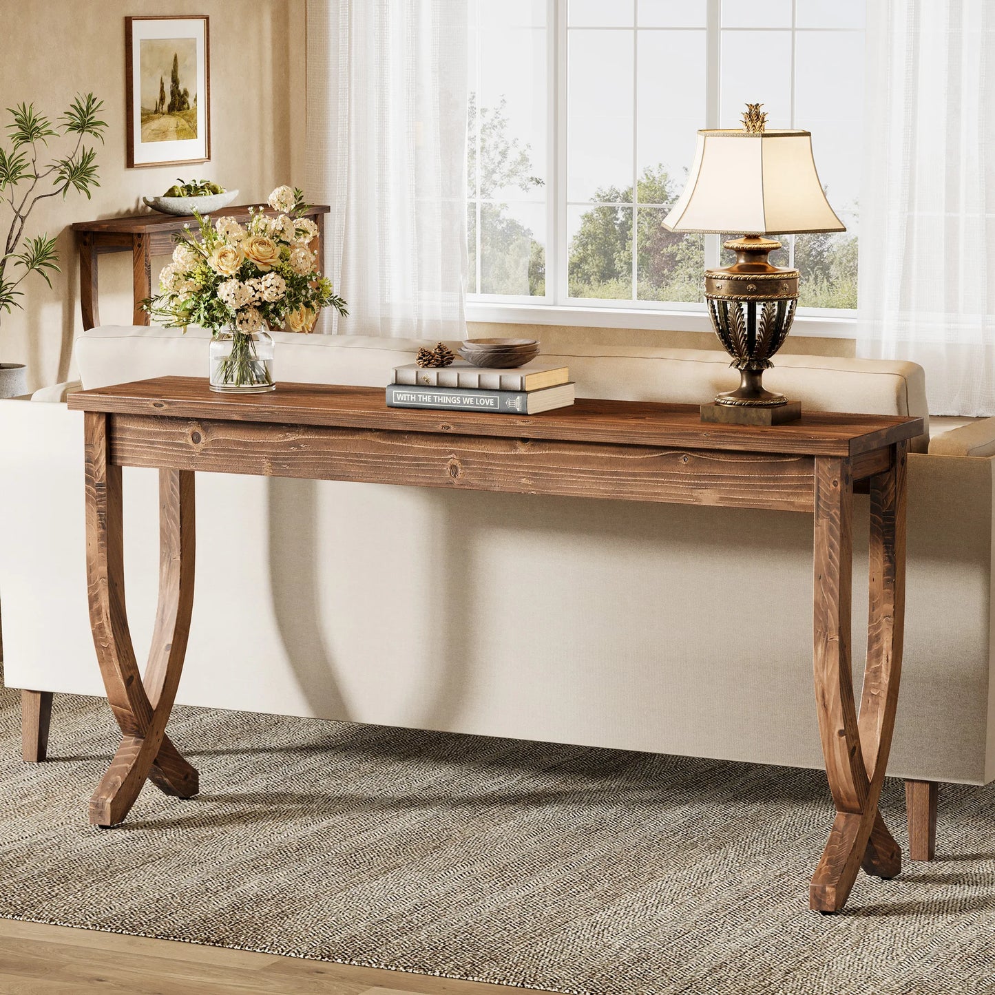 Solid Wood Farmhouse Console Table