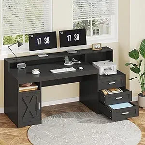 Farmhouse Home Office Desk with Drawers