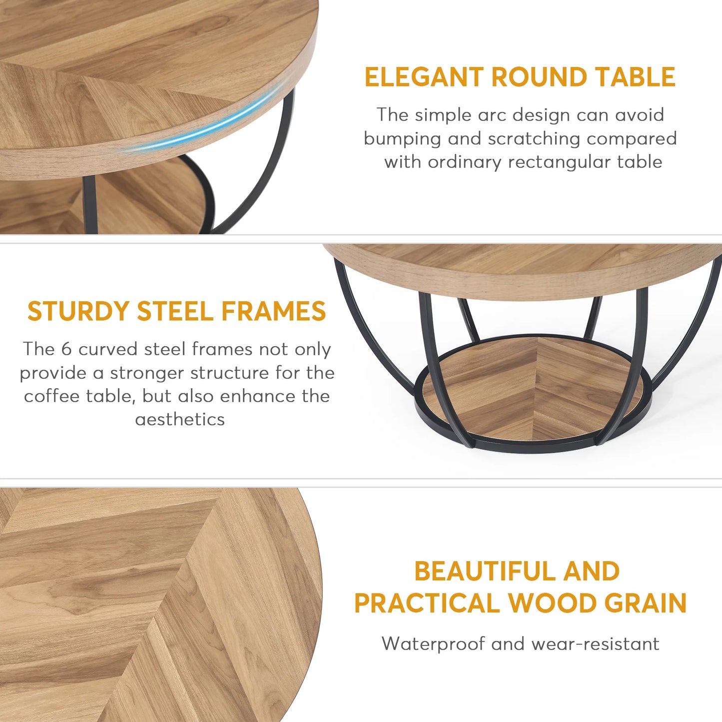 Farmhouse Industrial Round Coffee Table