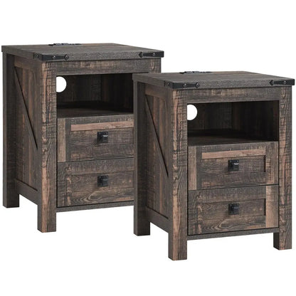 Rustic Farmhouse Set of 2 Nightstands