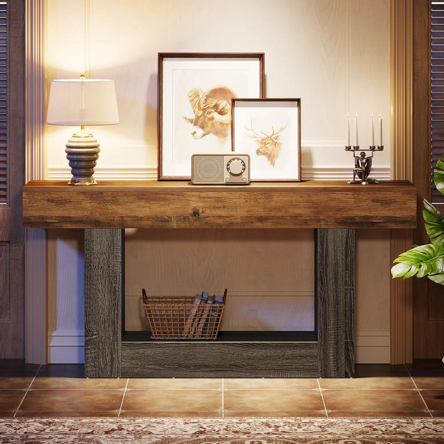 Rustic Farmhouse, Wooden Entryway Table or Living Room TV Stand