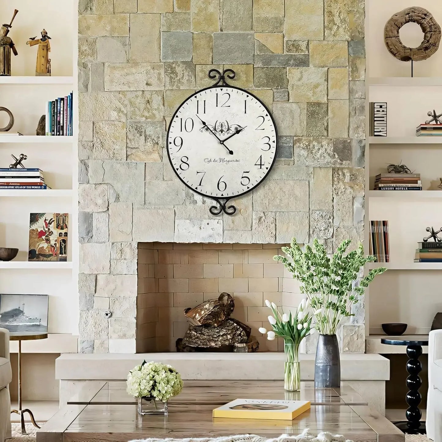 30" Farmhouse Wrought Iron Frame Wall Clock