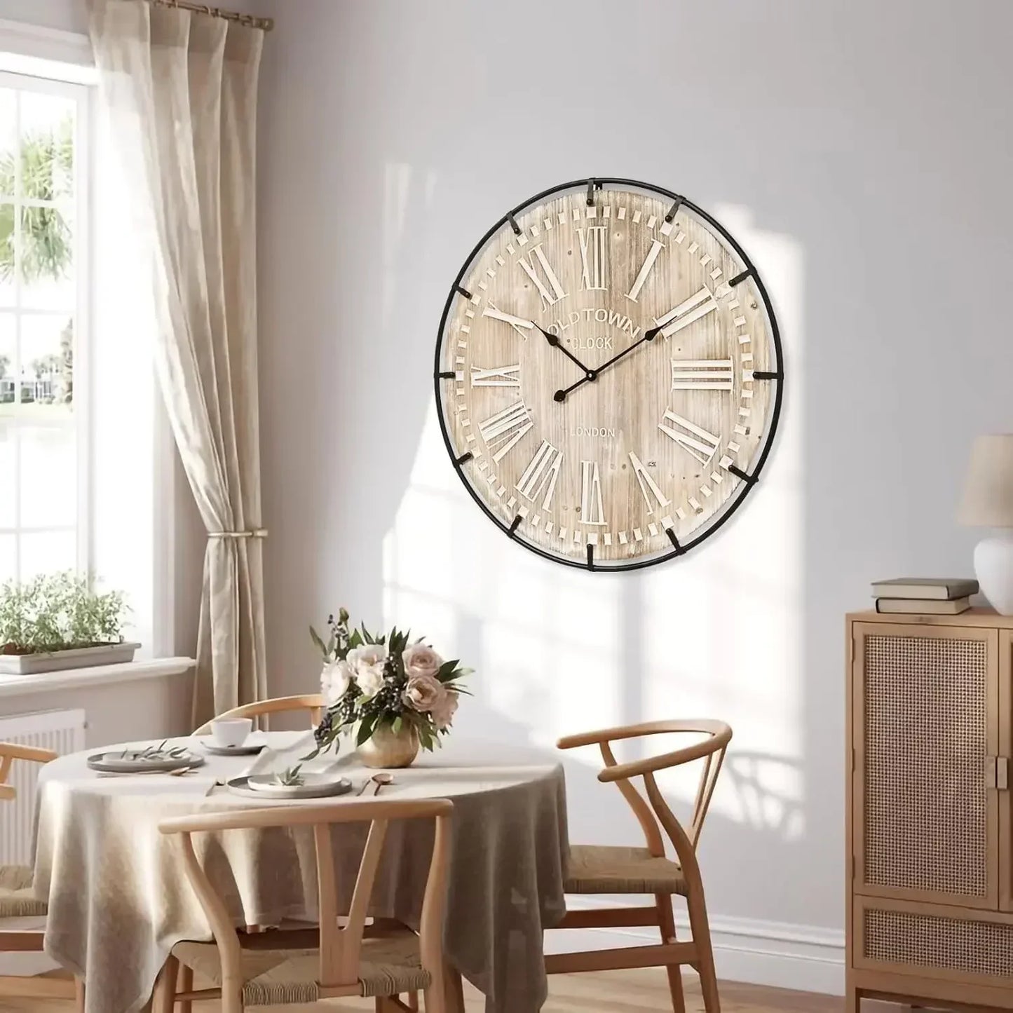 30" Farmhouse Wood & Metal Wall Clock