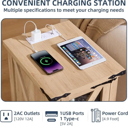 Set 2 Farmhouse Night Stands with Charging Station