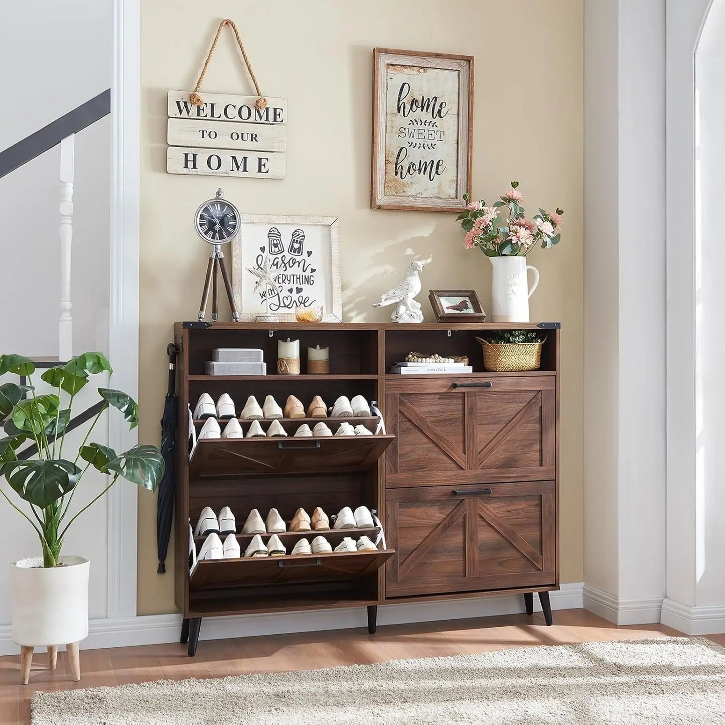 Farmhouse Shoe Storage Cabinet