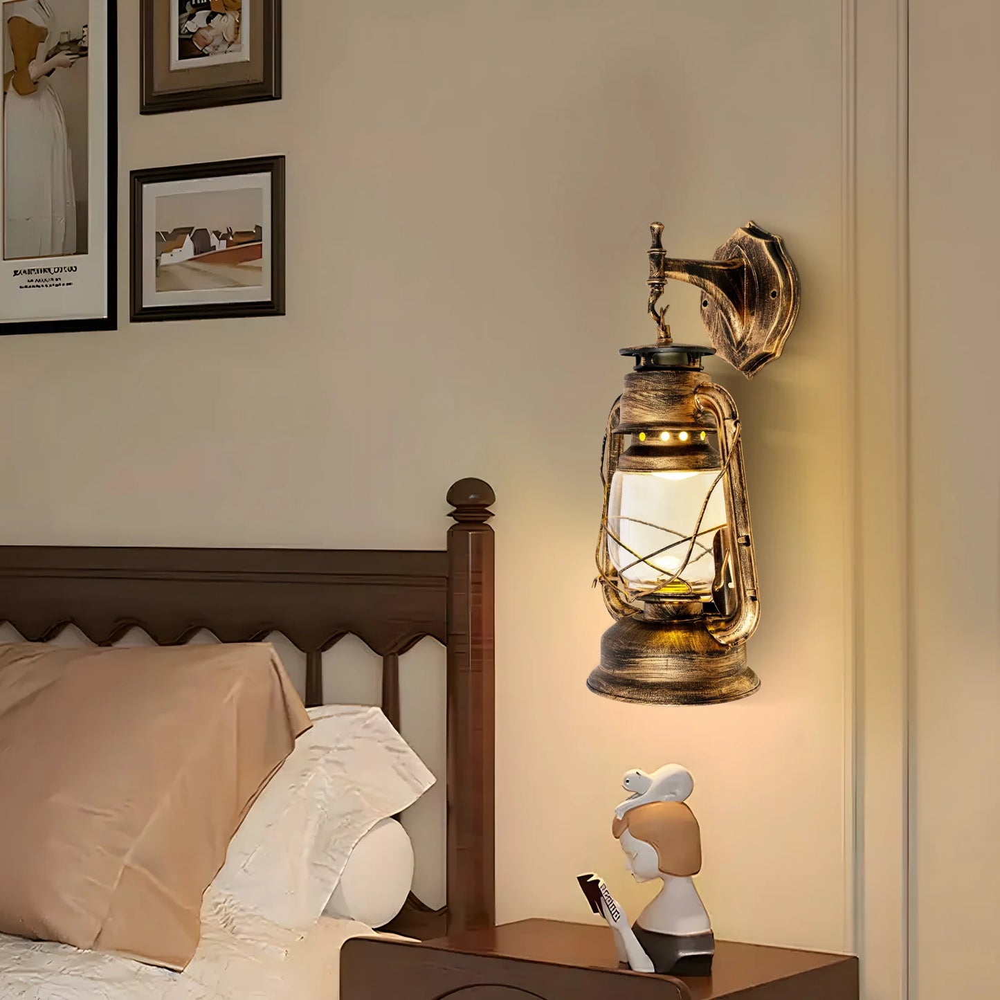 Rustic Lantern Fixture for Bedroom, Living Room or Entryway