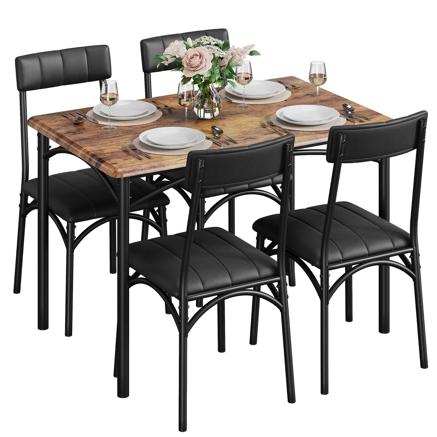 5 Piece Kitchen Table Set with Upholstered Chairs