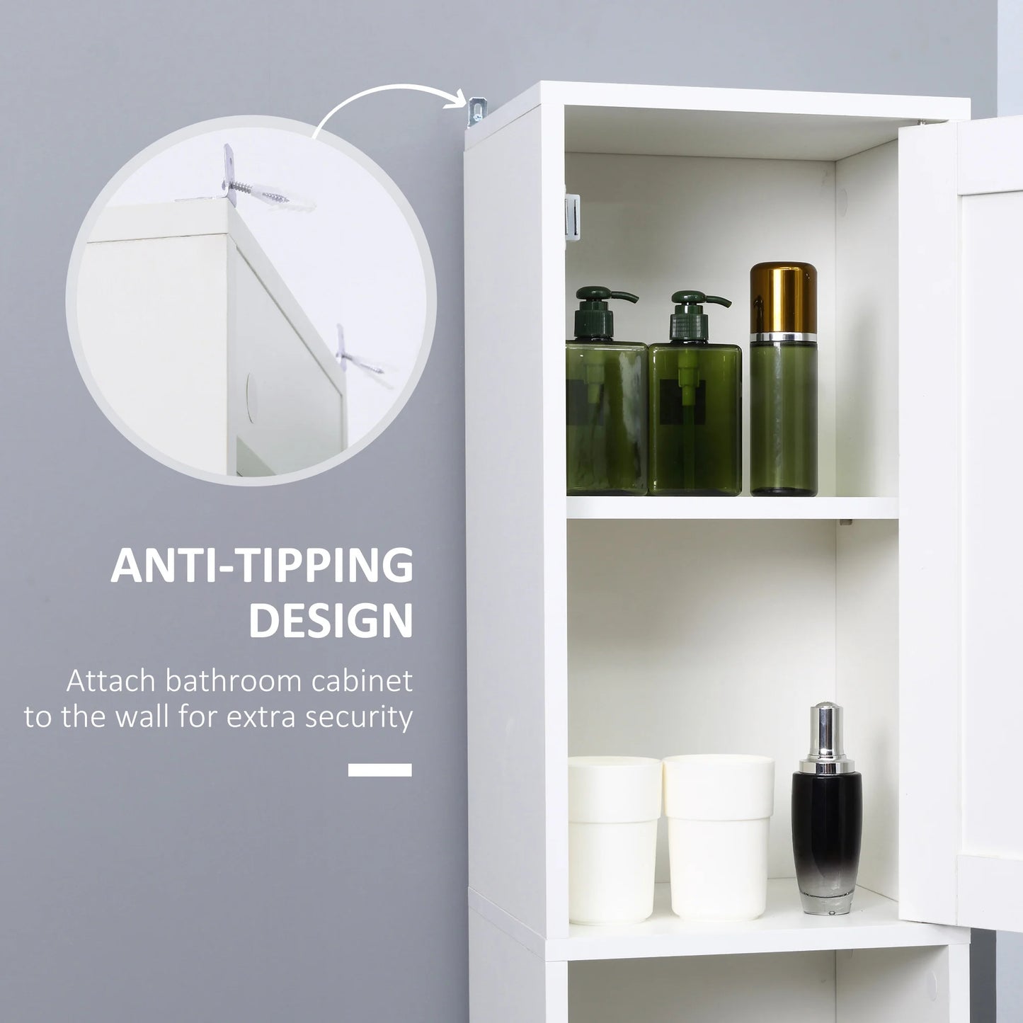 70.75" Tall, Storage Cabinet with Mirror for Bathroom or Living Room