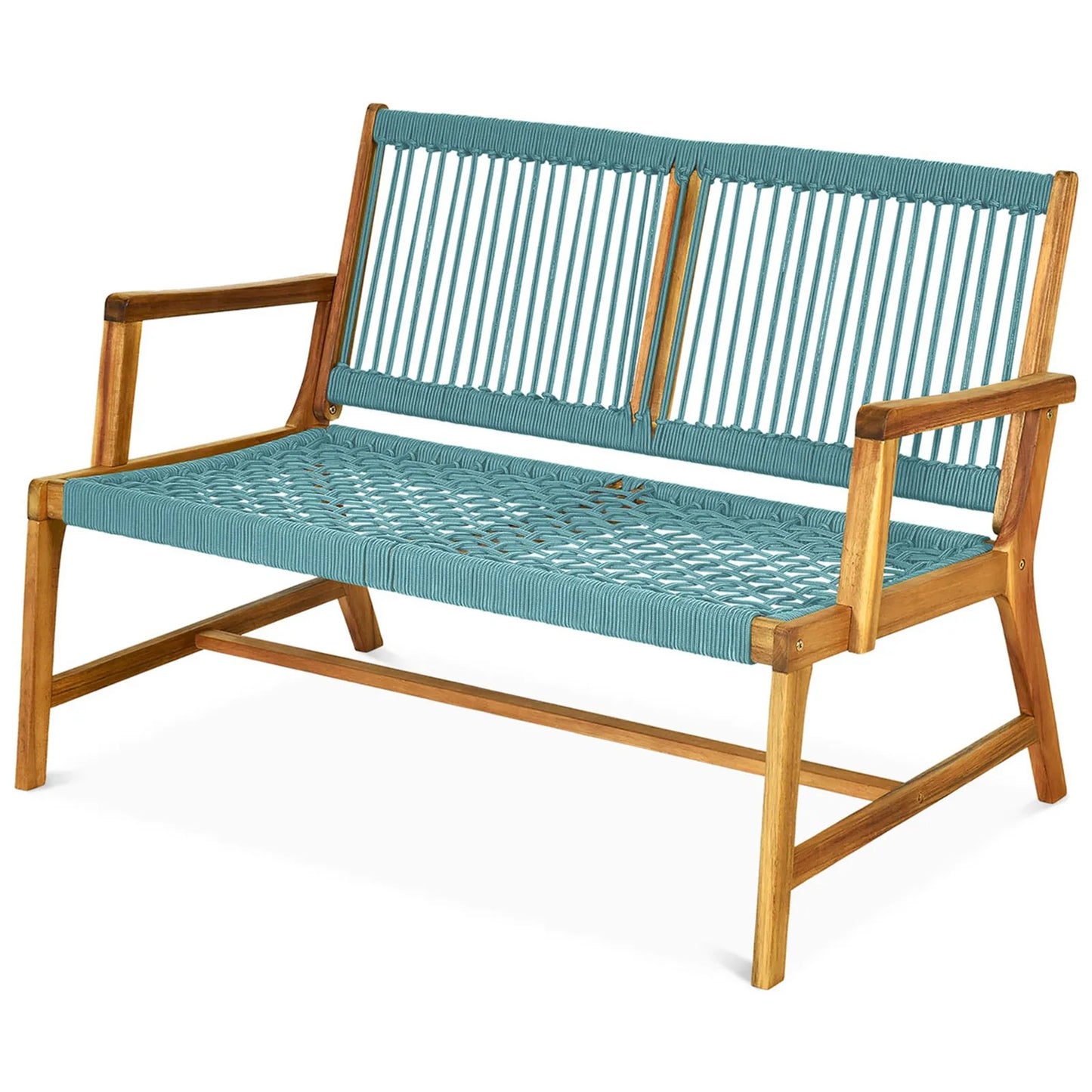 Wooden Rope Bench for Patio or Poolside