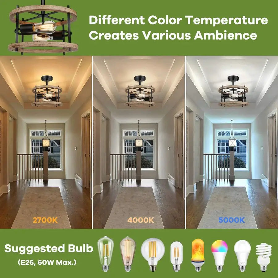 Farmhouse Industrial Ceiling Light Fixture