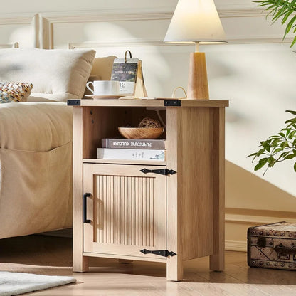 Set of 2 Farmhouse Night Stands or End Tables with Charging Station