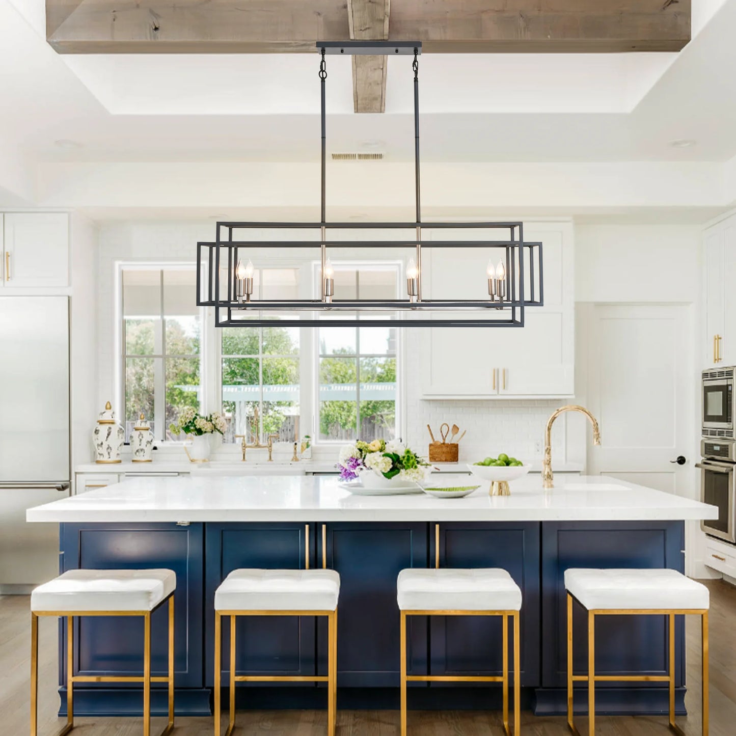 Industrial Farmhouse Chandelier for Dining Room or Kitchen Island