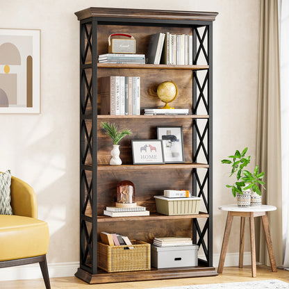 71" Tall Bookshelf with 5 Shelf Display Storage