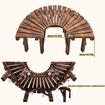 Wrap Around Wooden Tree Bench for Gardens, Patios & Backyard