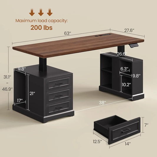Farmhouse Electric Standing Desk with Adjustable Height
