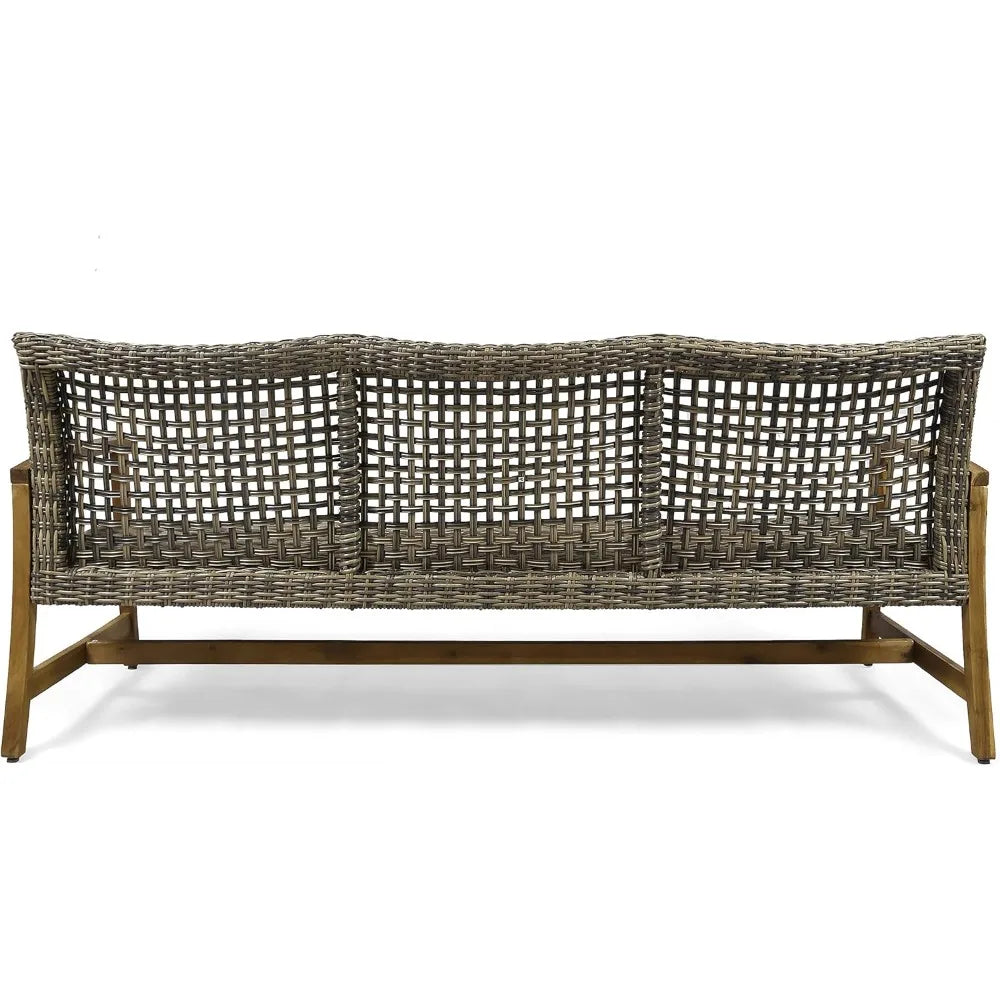 Wood & Wicker Sofa for Patio & Backyard