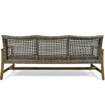 Wood & Wicker Sofa for Patio & Backyard
