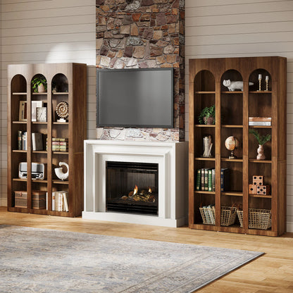70.87" Tall, Arched Display Bookcase with Open Storage