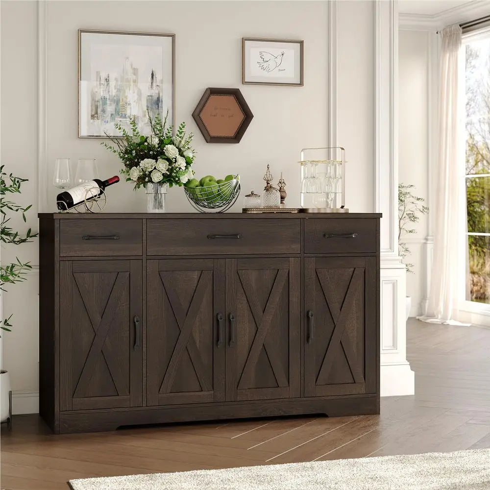 Farmhouse Sideboard Buffet Cabinet or Coffee Bar