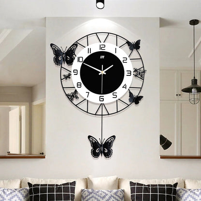 20" Round Metal Butterfly Wall Clock