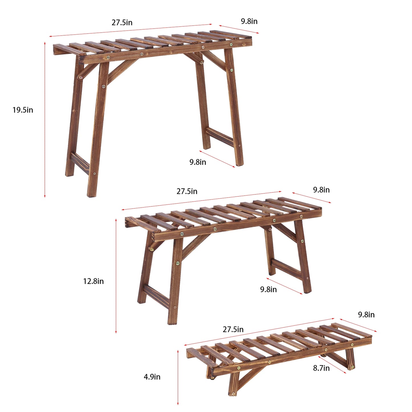 Wooden Plant Stand for Indoor, Patio or Garden