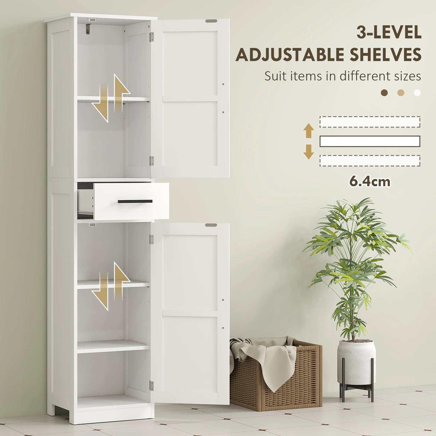 67" Tall, Farmhouse Storage Cabinet with Barn Doors for Bathroom