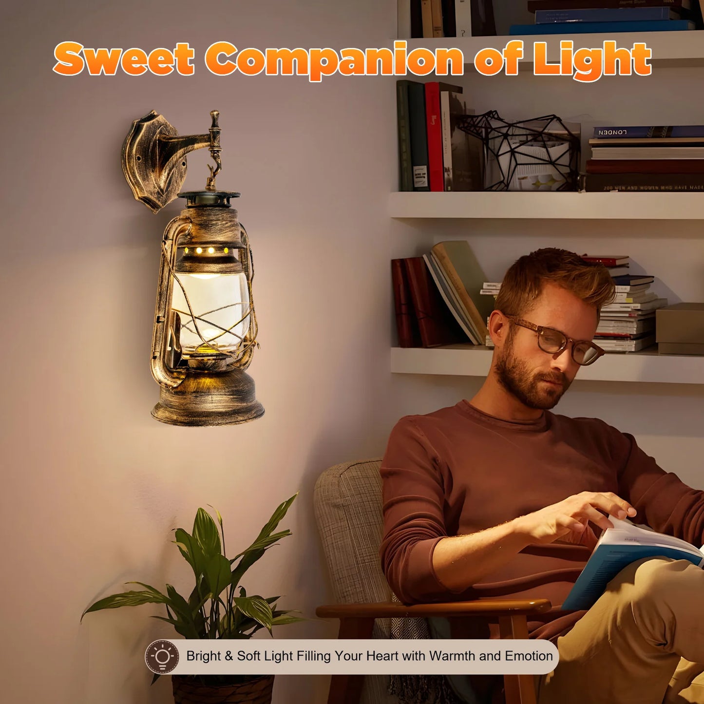 Rustic Lantern Fixture for Bedroom, Living Room or Entryway