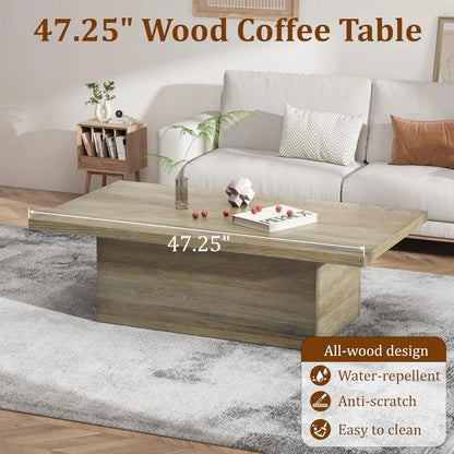 Wooden Coffee Table with Sturdy Frame
